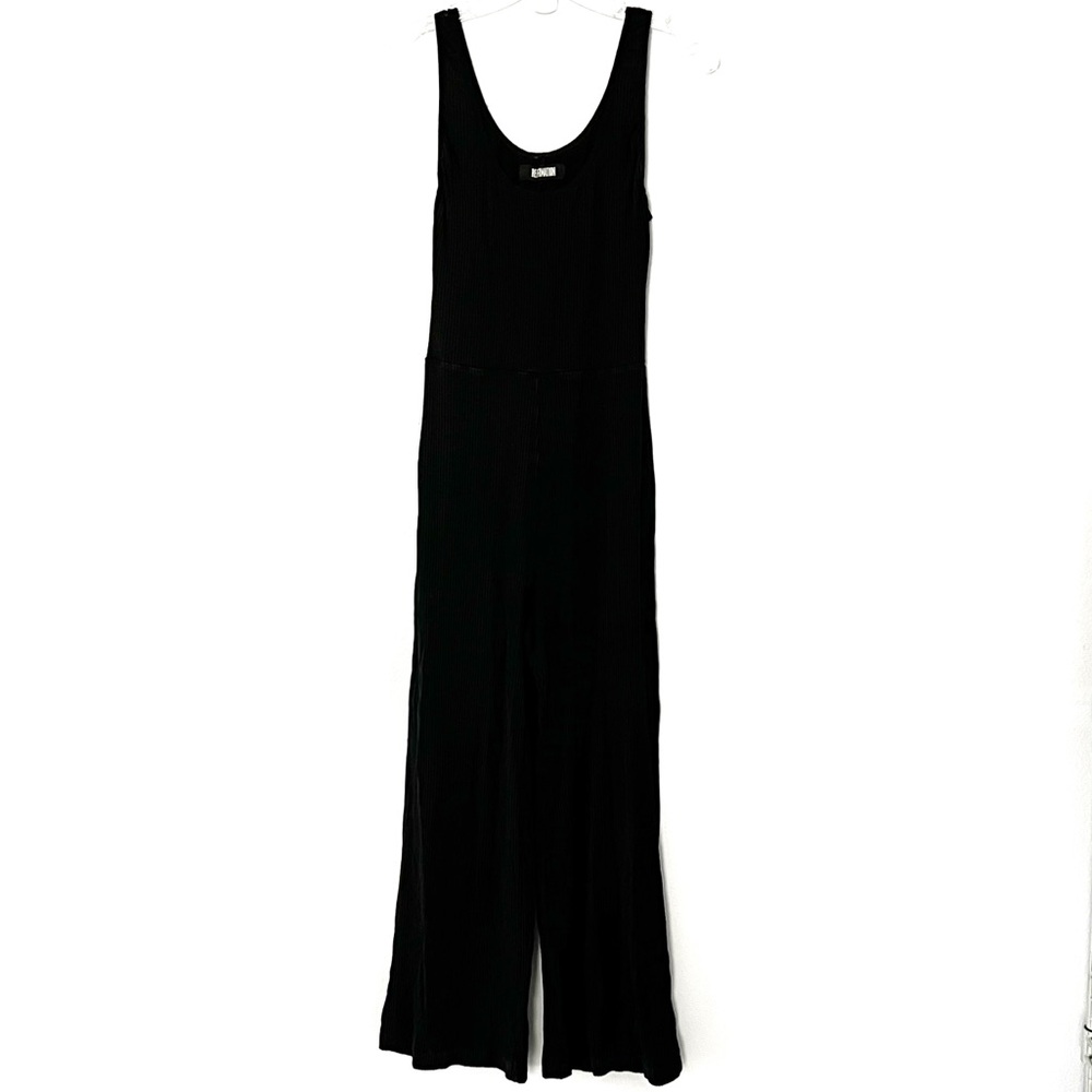 Reformation Black Alameda Ribbed Knit Jumpsuit - Medium‎